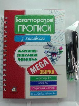 Мега збірка. Багаторазові прописи з канавкою. Магічно-зникаючі чорнила(+ручка і стержні) 10418 фото