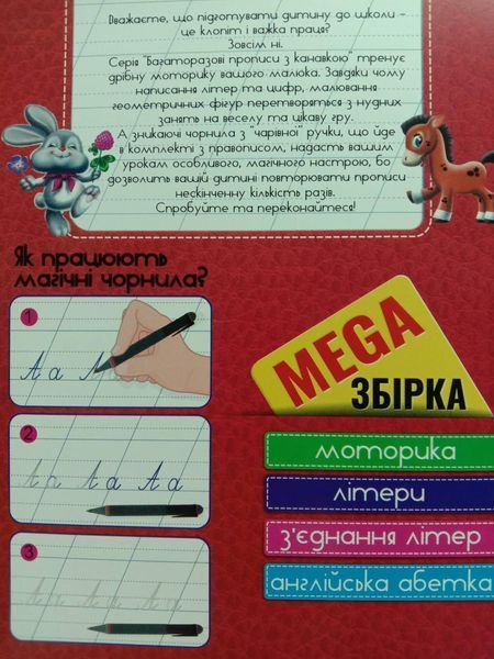 Мега збірка. Багаторазові прописи з канавкою. Магічно-зникаючі чорнила(+ручка і стержні) 10418 фото