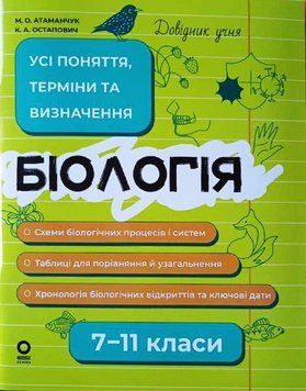 Біологія 7&ndash;11 класи. Довідник учня. Усі поняття, терміни та визначення 21009 фото
